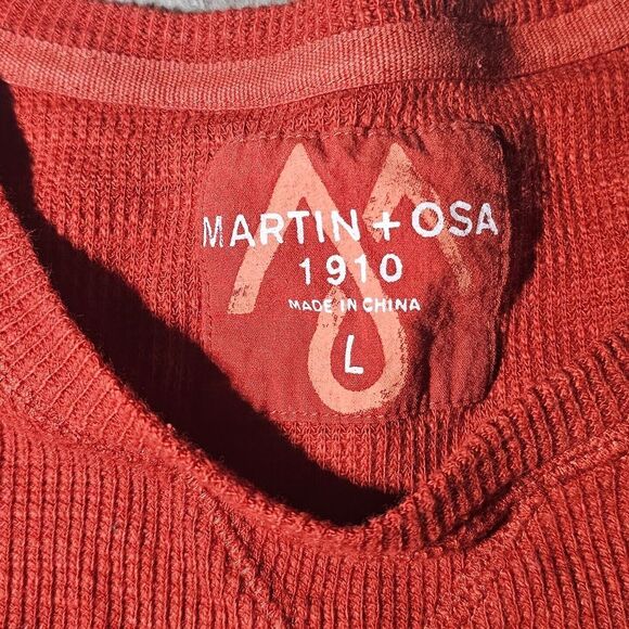 Martin + OSA 1910 Mens Long Sleeve Shirt Thermal LARGE Orange Pullover NWOT - Picture 4 of 7